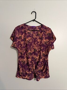 West Kei Plum Twist-Front Floral Blouse
